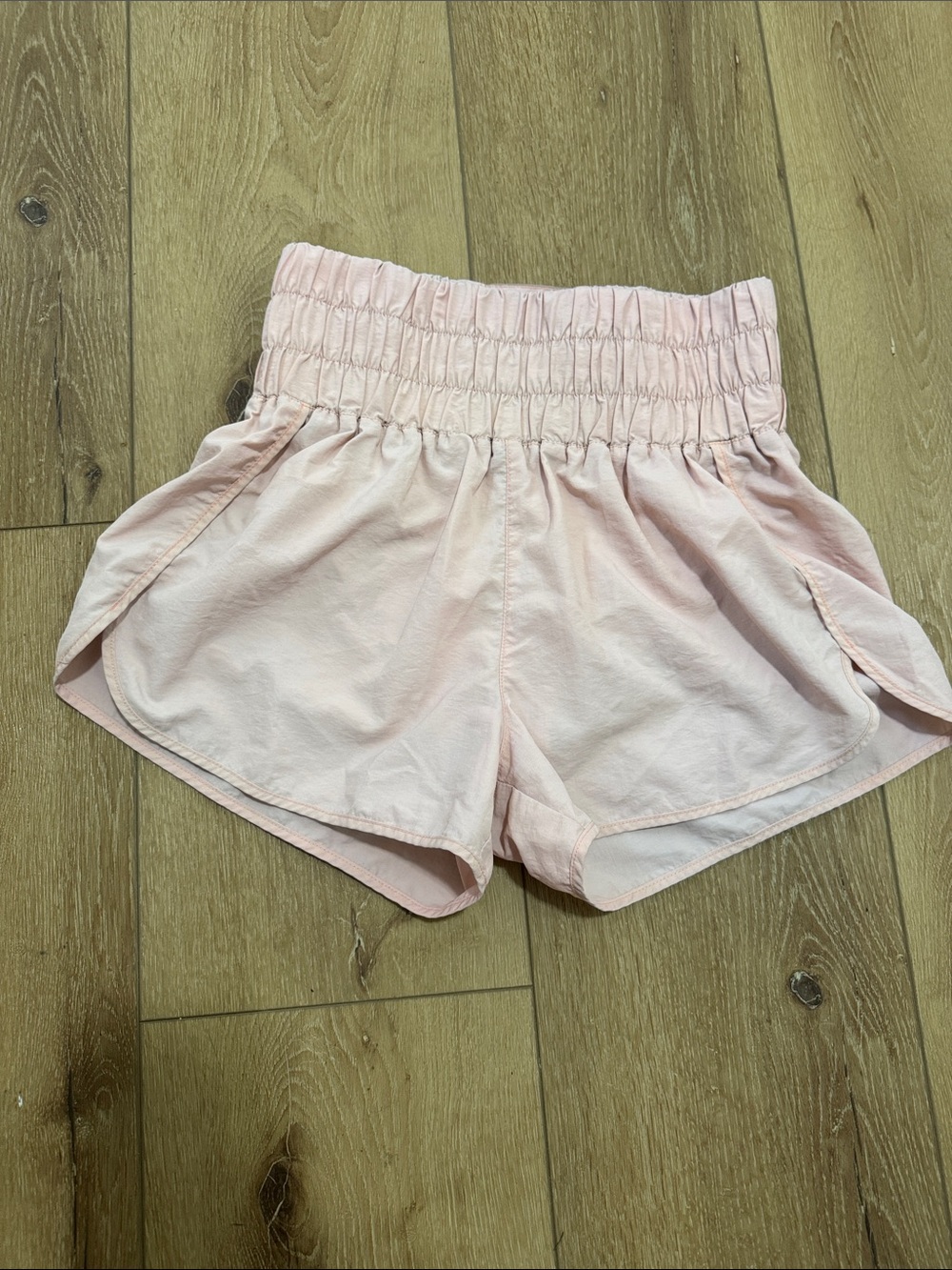 Zenana Outfitters Light Pink Athletic Shorts with Smocked Waist